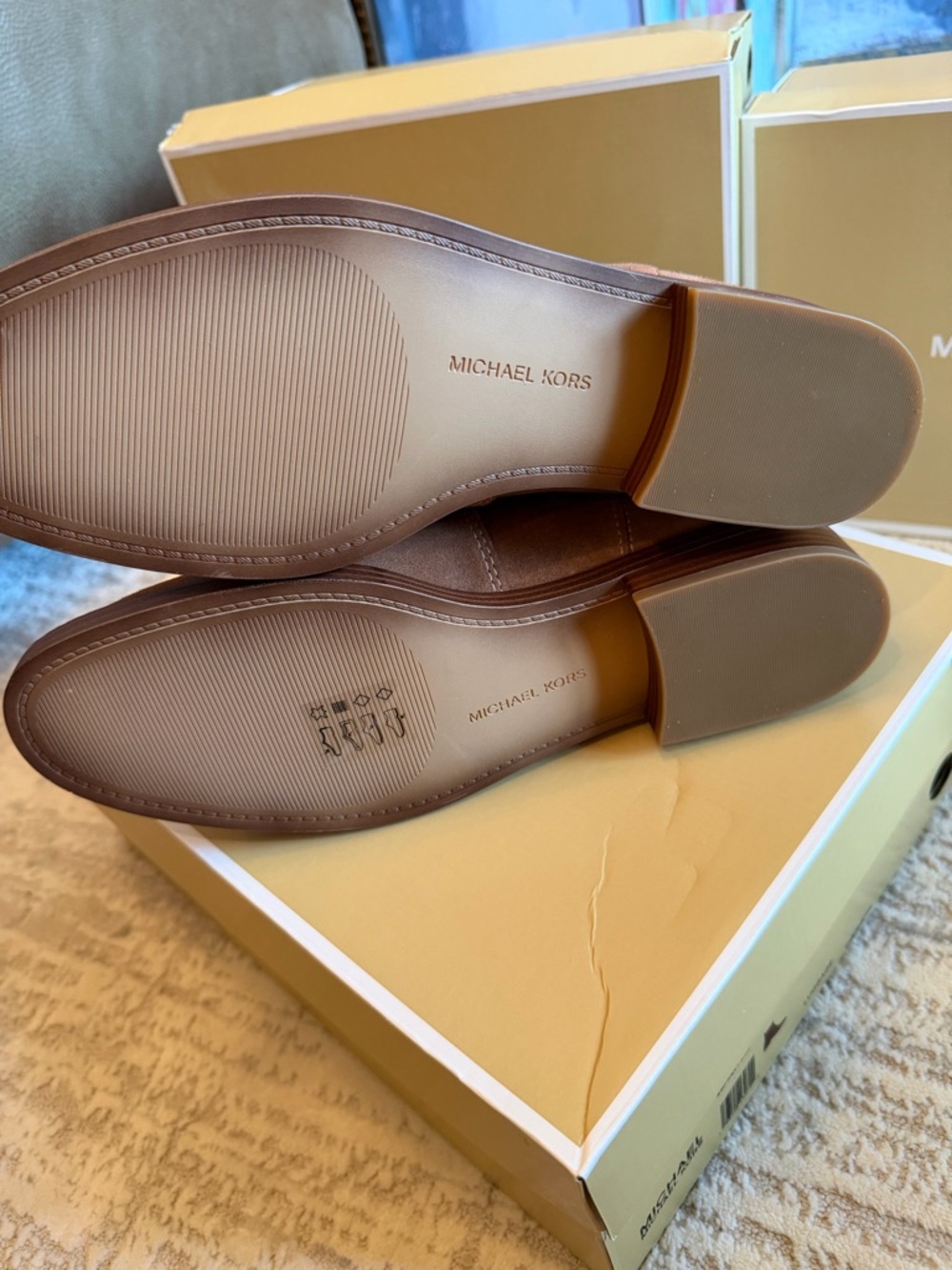Michael Kors Suede Ankle Booties in Cognac Brown - Picture 8 of 9